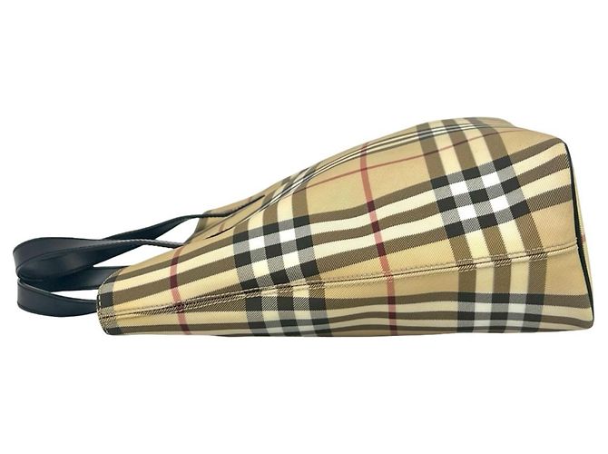 Burberry Nova Check Pattern Handtasche Mini Tote Schwarz Beige - Ansicht 5