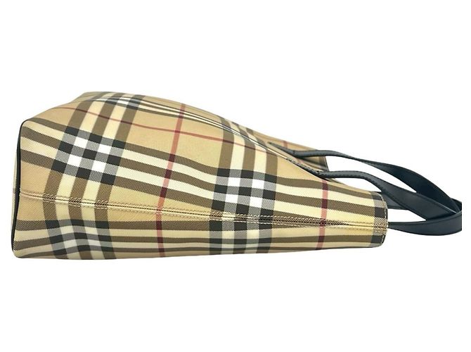 Burberry Nova Check Pattern Handtasche Mini Tote Schwarz Beige - Ansicht 6