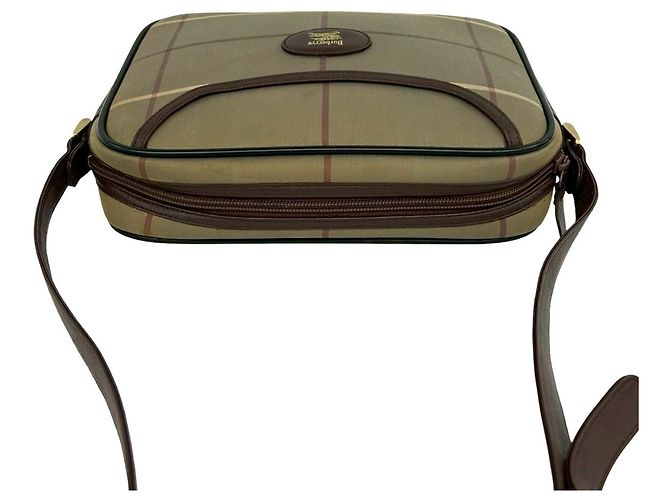 Borsa a tracolla in pelle e tela Burberry Shadow Horse Logo Marrone Cachi - vista 4