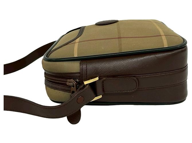 Borsa a tracolla in pelle e tela Burberry Shadow Horse Logo Marrone Cachi - vista 5