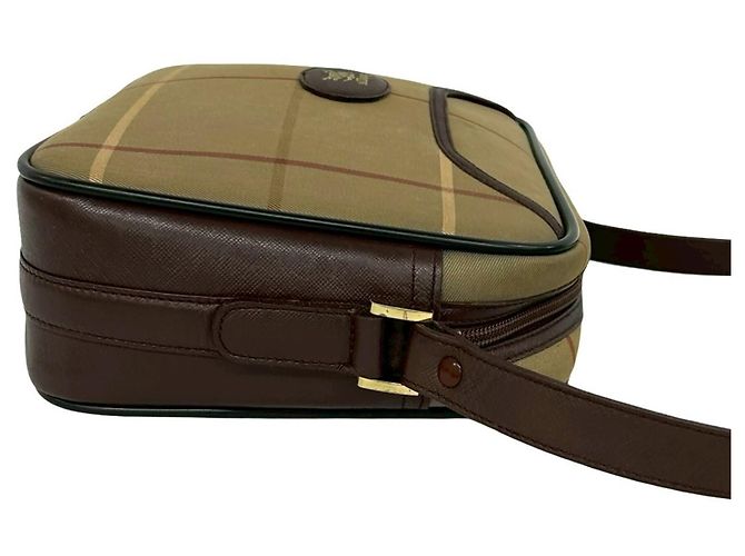 Borsa a tracolla in pelle e tela Burberry Shadow Horse Logo Marrone Cachi - vista 6