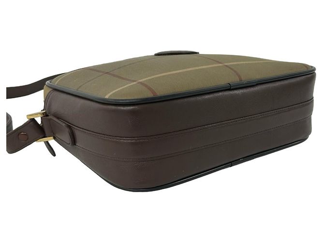 Borsa a tracolla in pelle e tela Burberry Shadow Horse Logo Marrone Cachi - vista 7
