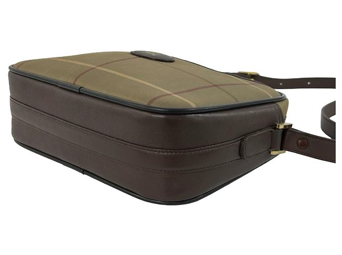 Borsa a tracolla in pelle e tela Burberry Shadow Horse Logo Marrone Cachi - vista 8
