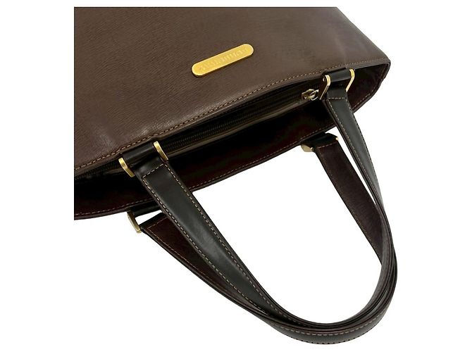 Burberry Nova Check Mini-Tote aus Leder Braun Schwarz - Ansicht 4