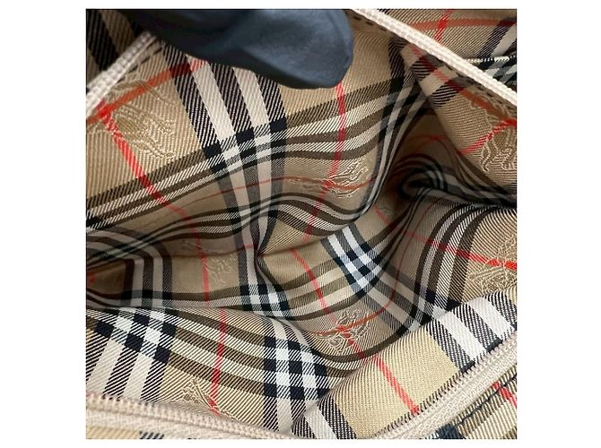 Burberry Vintage Logo Nova Check Schultertasche Schwarz Beige - Ansicht 10