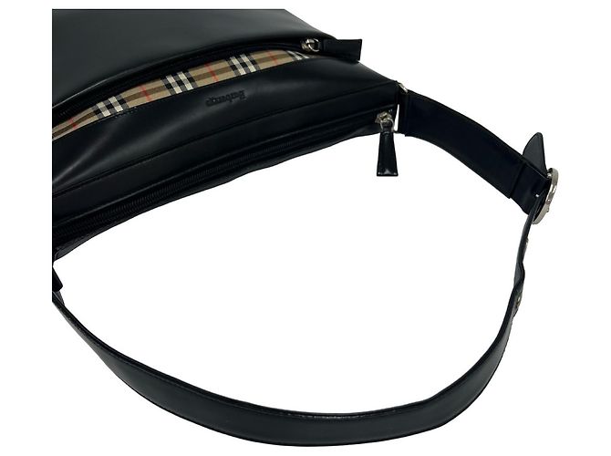 Burberry Vintage Logo Nova Check Schultertasche Schwarz Beige - Ansicht 4