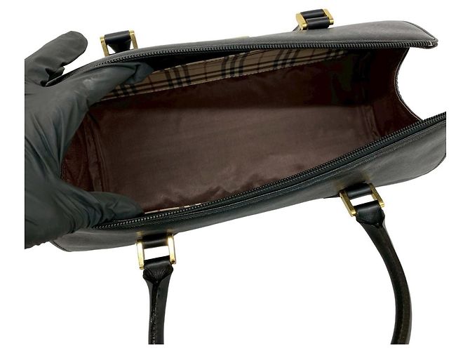 Mini borsa Boston Burberry in pelle nera Nero - Ansicht 9