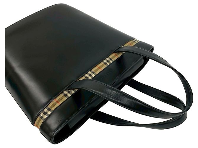 Borsa Burberry Nova Check in pelle di vitello Nero Beige - vista 4