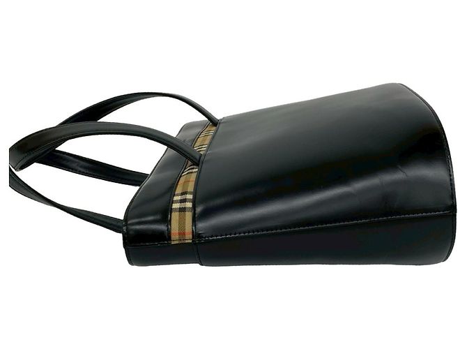 Borsa Burberry Nova Check in pelle di vitello Nero Beige - vista 5
