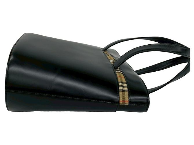 Borsa Burberry Nova Check in pelle di vitello Nero Beige - vista 6