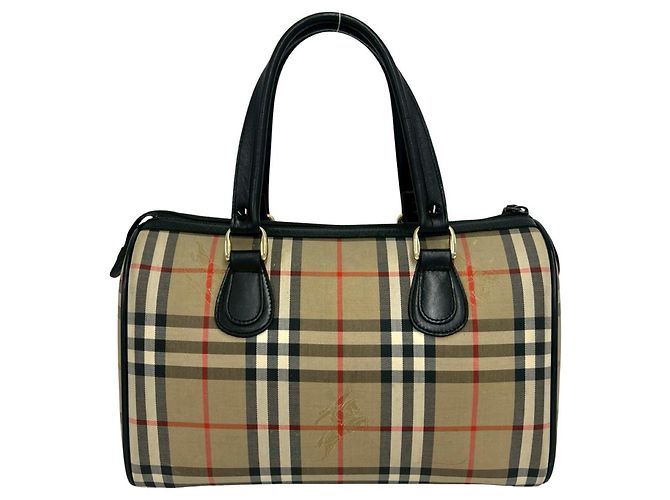 Borsa Burberry Nova Check Shadow Horse Nero Beige - vista 3