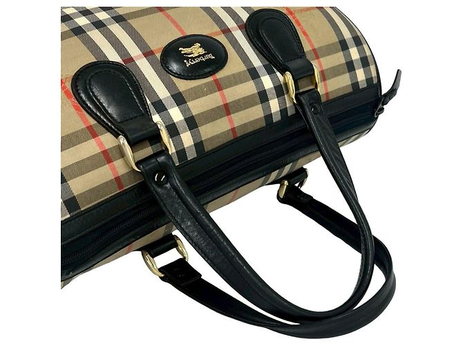 Borsa Burberry Nova Check Shadow Horse Nero Beige - vista 4