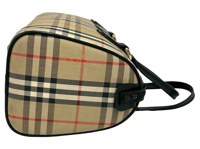 Borsa Burberry Nova Check Shadow Horse Nero Beige - vista 6