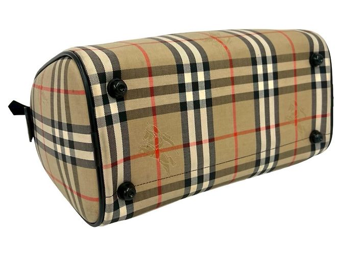Borsa Burberry Nova Check Shadow Horse Nero Beige - vista 7