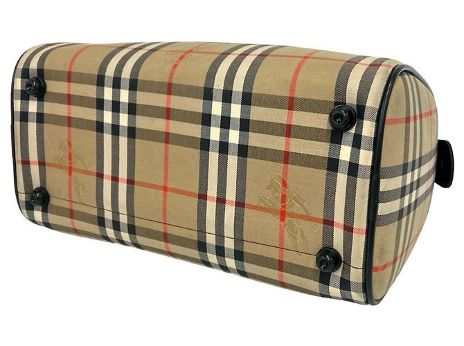 Borsa Burberry Nova Check Shadow Horse Nero Beige - vista 8
