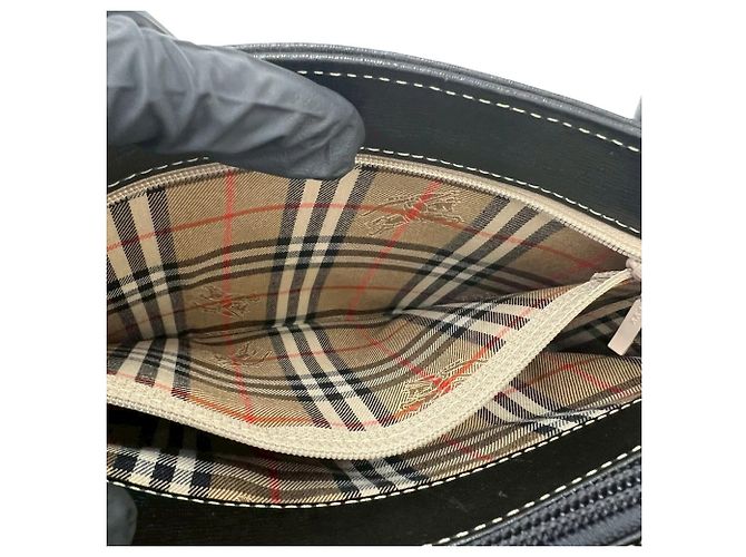 Burberry Nova Check Ledertasche Tote Schwarz - Ansicht 9