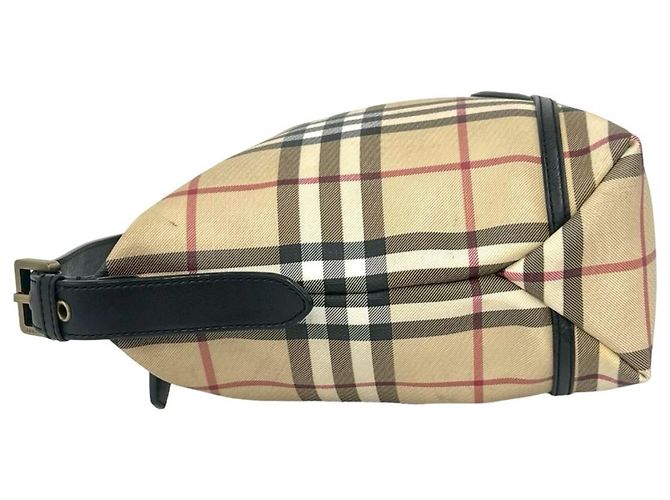 Burberry Nova Check Leder-Handtasche Tote Bag mit Logo-Hardware Schwarz Beige - Ansicht 5
