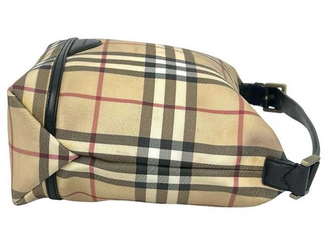 Burberry Nova Check Leder-Handtasche Tote Bag mit Logo-Hardware Schwarz Beige - Ansicht 6