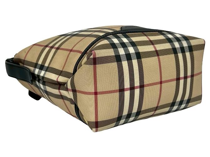 Burberry Nova Check Leder-Handtasche Tote Bag mit Logo-Hardware Schwarz Beige - Ansicht 7