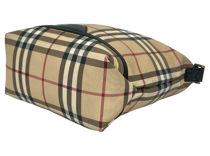 Burberry Nova Check Leder-Handtasche Tote Bag mit Logo-Hardware Schwarz Beige - Ansicht 8