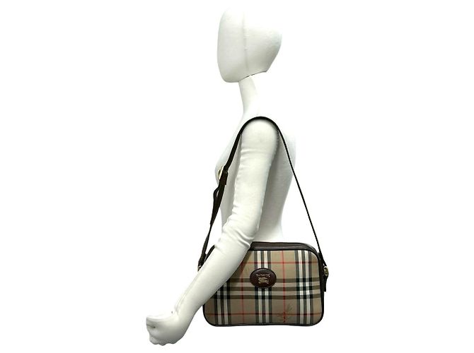 Sac Burberry Nova Check Shadow Horse Logo Marron Beige - vue 2