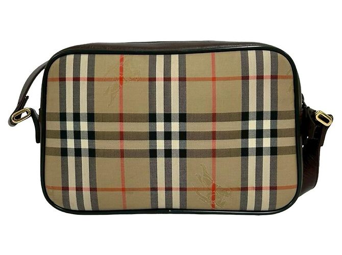 Sac Burberry Nova Check Shadow Horse Logo Marron Beige - vue 3