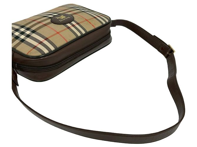 Sac Burberry Nova Check Shadow Horse Logo Marron Beige - vue 4