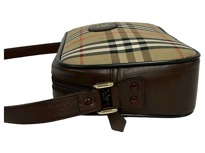 Sac Burberry Nova Check Shadow Horse Logo Marron Beige - vue 5