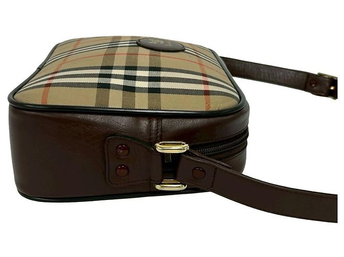 Sac Burberry Nova Check Shadow Horse Logo Marron Beige - vue 6