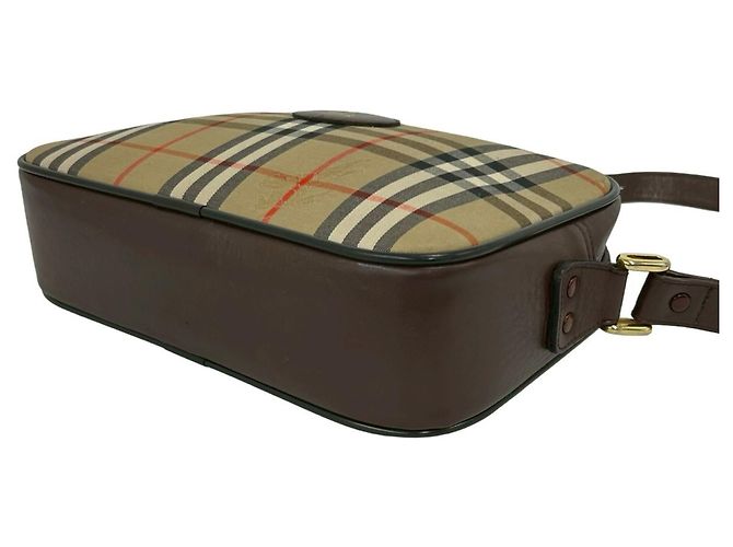Sac Burberry Nova Check Shadow Horse Logo Marron Beige - vue 8