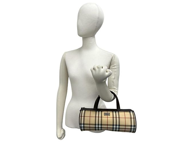 Bolsa de mão em couro Burberry Nova Check Pattern Marrom Bege - vista 2