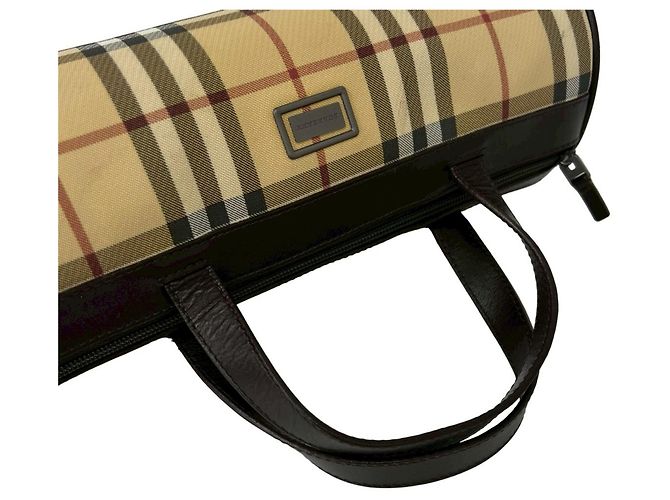 Bolsa de mão em couro Burberry Nova Check Pattern Marrom Bege - vista 4
