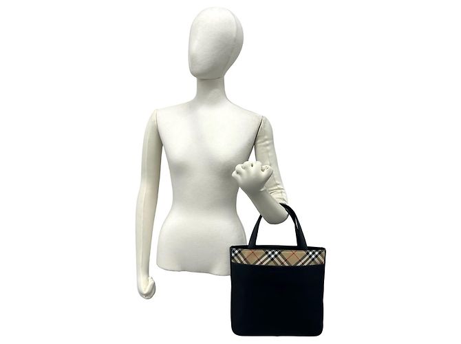 Sac à main Burberry Logo Nova Check Noir Beige - vue 2
