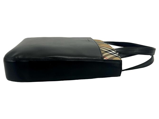 Sac à main Burberry Logo Nova Check Noir Beige - vue 6