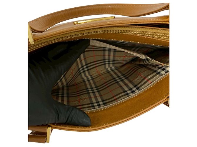 Burberry Nova Check Mini-Tote aus Leder Braun - Ansicht 10