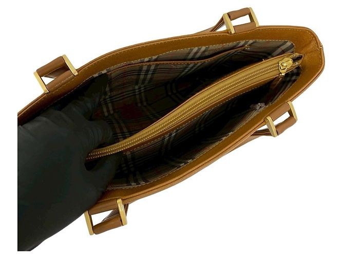 Burberry Nova Check Mini-Tote aus Leder Braun - Ansicht 9