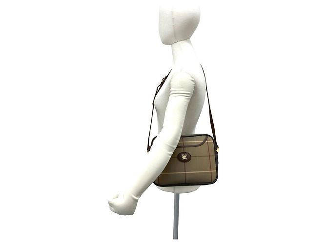 Borsa a tracolla Burberry Logo Shadow Horse Nova Check Marrone Cachi - vista 2