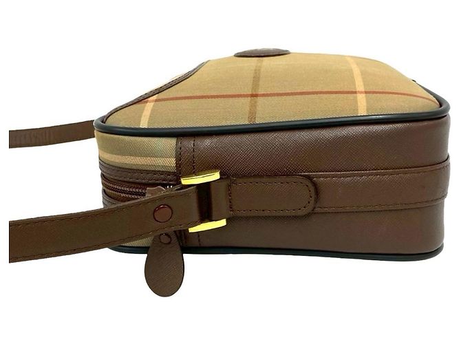 Borsa a tracolla Burberry Logo Shadow Horse Nova Check Marrone Cachi - vista 5