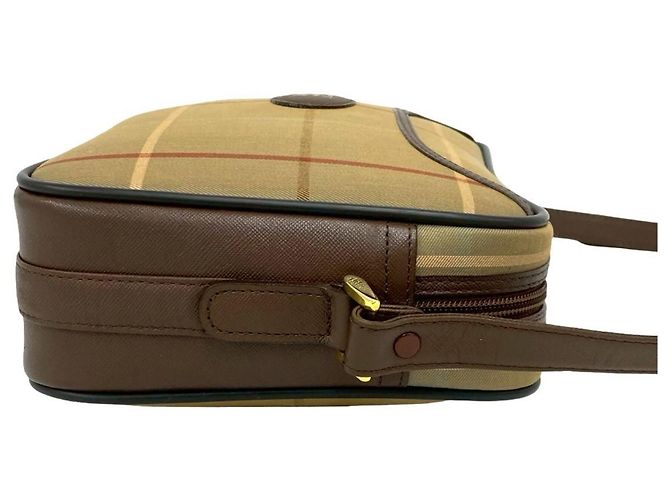 Borsa a tracolla Burberry Logo Shadow Horse Nova Check Marrone Cachi - vista 6