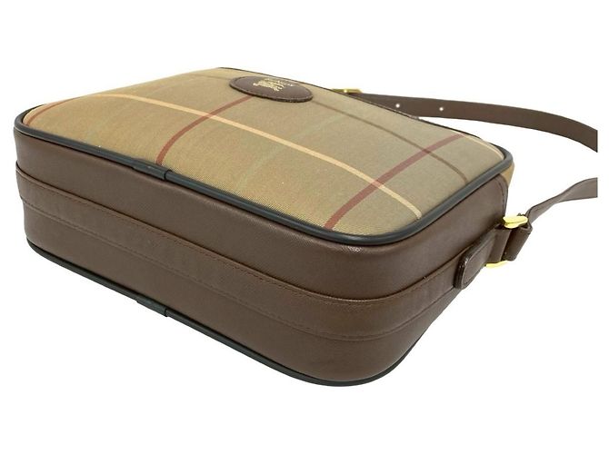 Borsa a tracolla Burberry Logo Shadow Horse Nova Check Marrone Cachi - vista 8