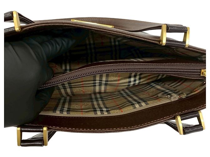 Borsa a mano Burberry in pelle marrone Mini Tote - vista 10