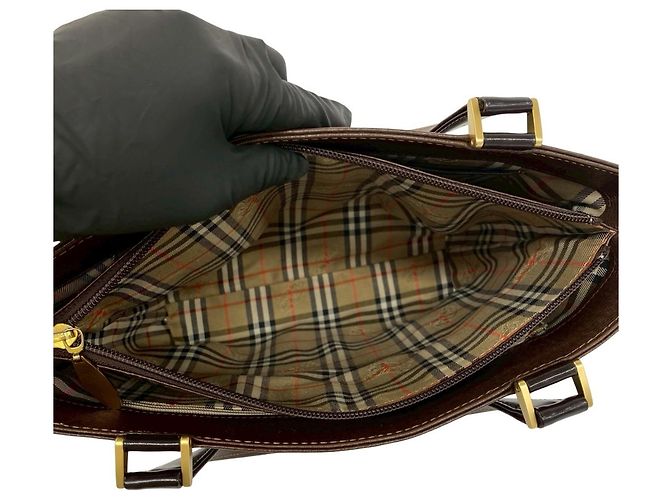 Borsa a mano Burberry in pelle marrone Mini Tote - vista 9
