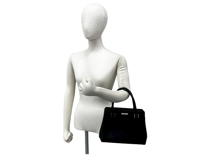 Mini borsa tote in pelle Burberry Logo Hardware Nova Check Pattern Nero - vista 2