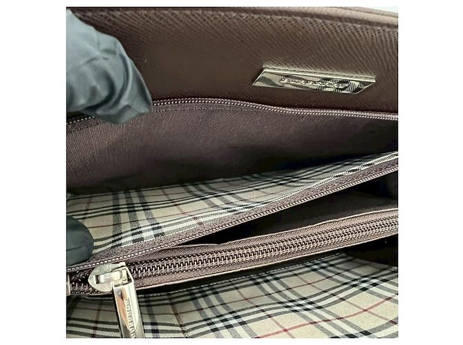 Mini borsa tote in pelle Burberry Nova Check Pattern Marrone - vista 10