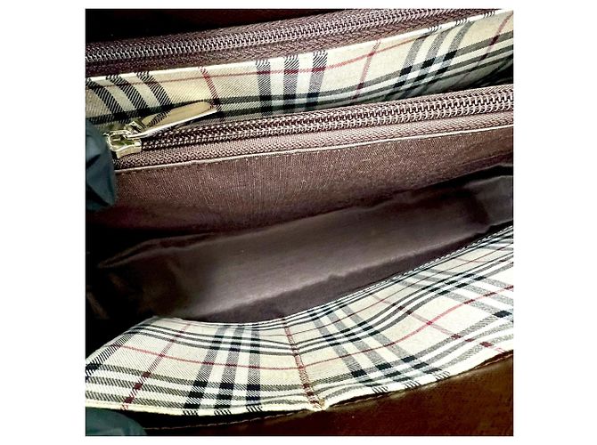 Mini borsa tote in pelle Burberry Nova Check Pattern Marrone - vista 9