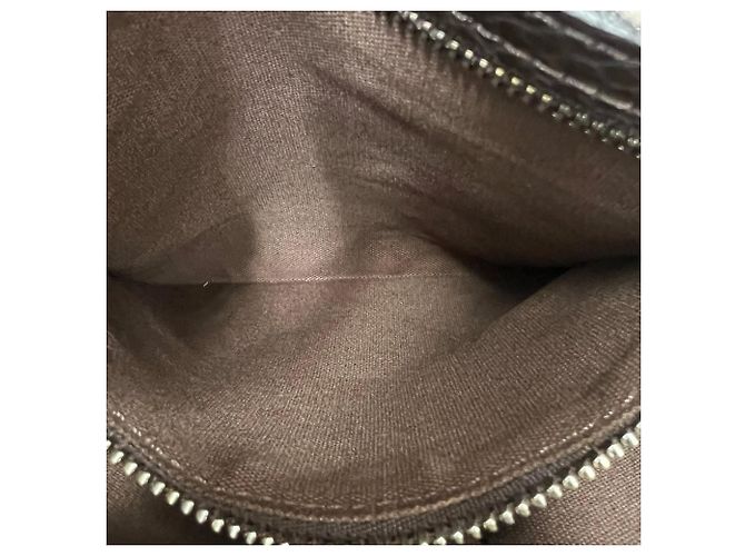 Borsa semi-spalla in pelle Burberry con logo inciso e motivo Nova Check Marrone - vista 10