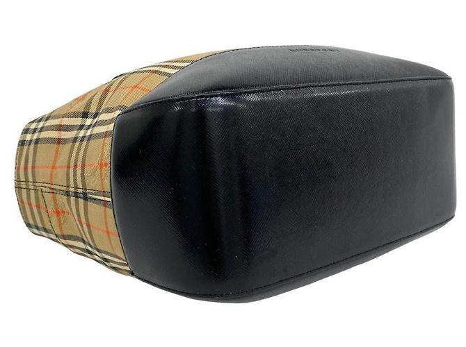 Borsa a mano Burberry Nova Check in tela e pelle Nero Beige - vista 7
