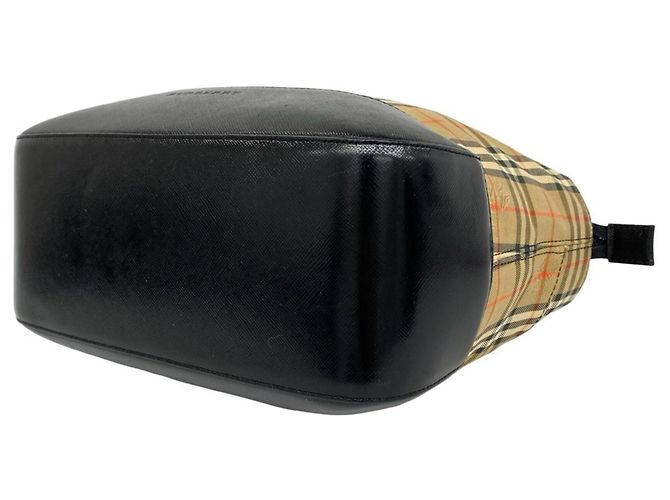 Borsa a mano Burberry Nova Check in tela e pelle Nero Beige - vista 8