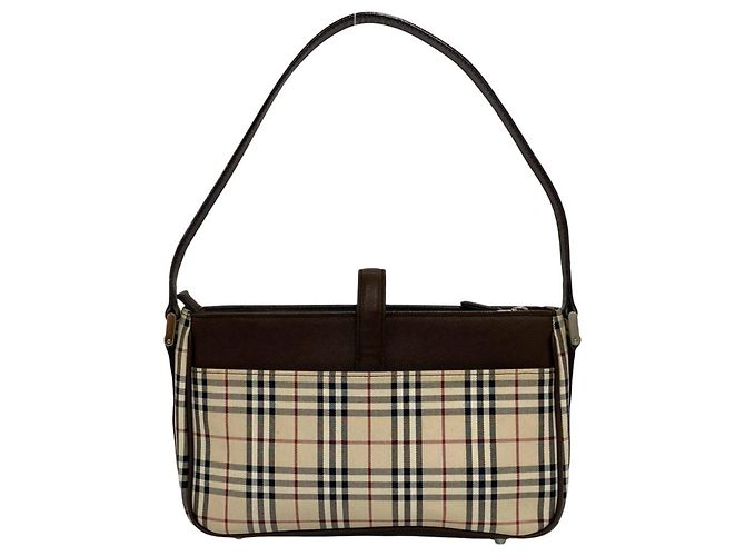 Burberry Nova Check Canvas Leder Semi-One Shoulder Bag Braun Beige - Ansicht 3