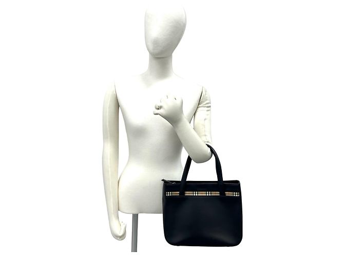 Mini bolso tote Burberry Logo Nova Check Pattern Negro Beige - vista 2